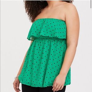 Torrid green dot chiffon babydoll tube-top